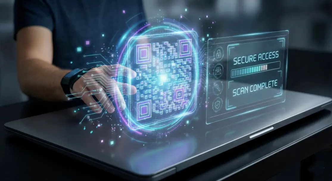 Futuristic QR code technology concept showing trends and innovations for the future